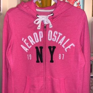 💕SOLD💕Aeropostale Sz Medium Pink Hoodie NY 1987